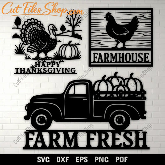 Farmhouse Thanksgiving SVG DXF EPS PNG for Cricut, laser cutting, CNC and sublimation