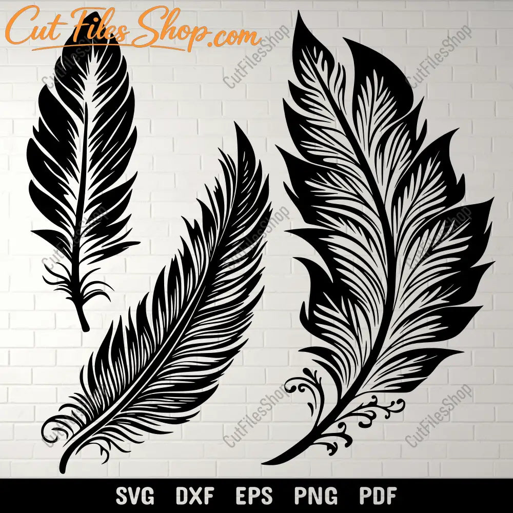 Feathers SVG for Cricut & Silhouette, DXF for CNC, and Sublimation Art