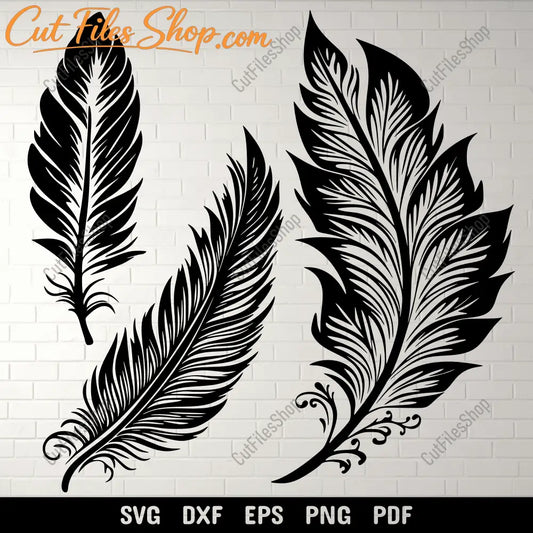 Feathers SVG for Cricut & Silhouette, DXF for CNC, and Sublimation Art