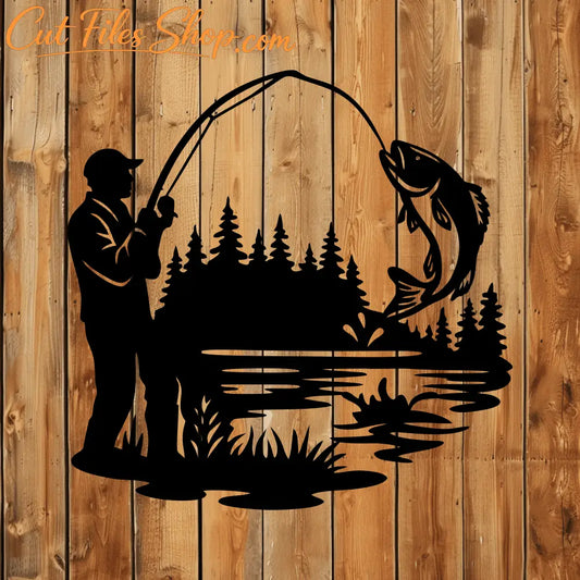 Fishing silhouette SVG DXF for plasma and engraving