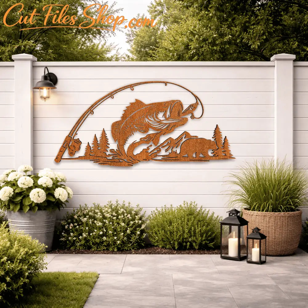 Bass fishing SVG for CNC plasma cutting
Custom fishing sign DXF file for laser cutting