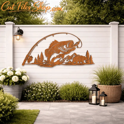 Bass fishing SVG for CNC plasma cutting
Custom fishing sign DXF file for laser cutting