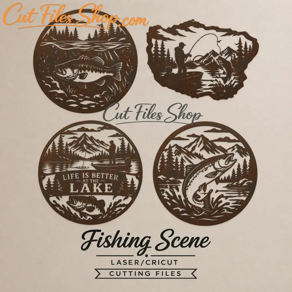 Fishing lake SVG for CNC plasma cutting