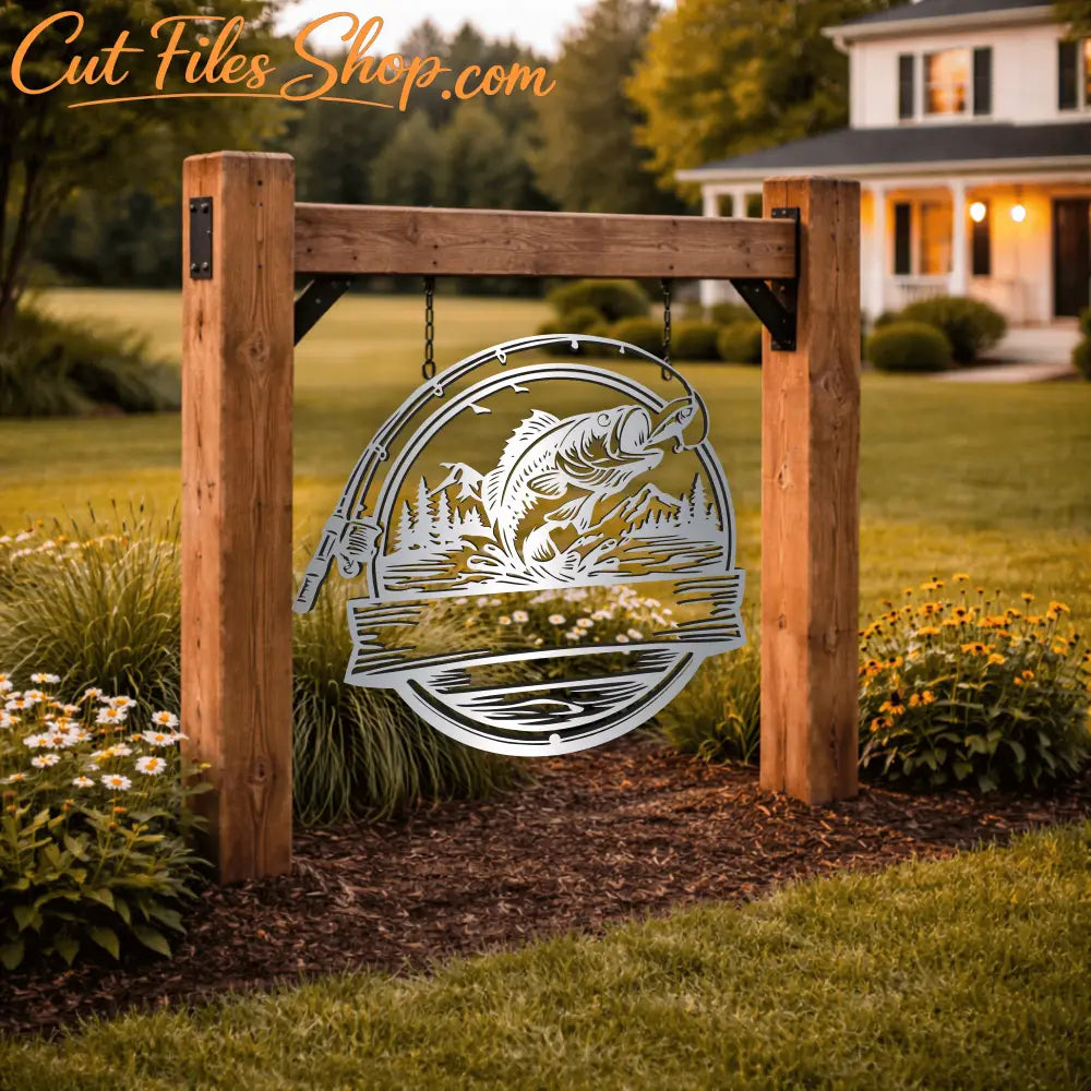 Fishing rod mountain lake vector file