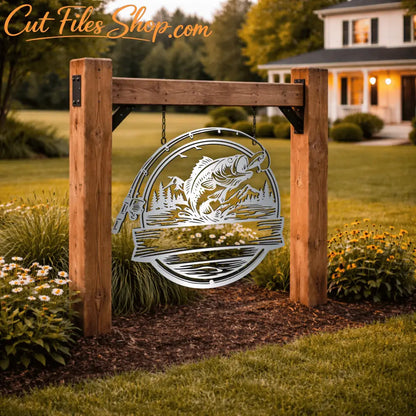 Fishing rod mountain lake vector file