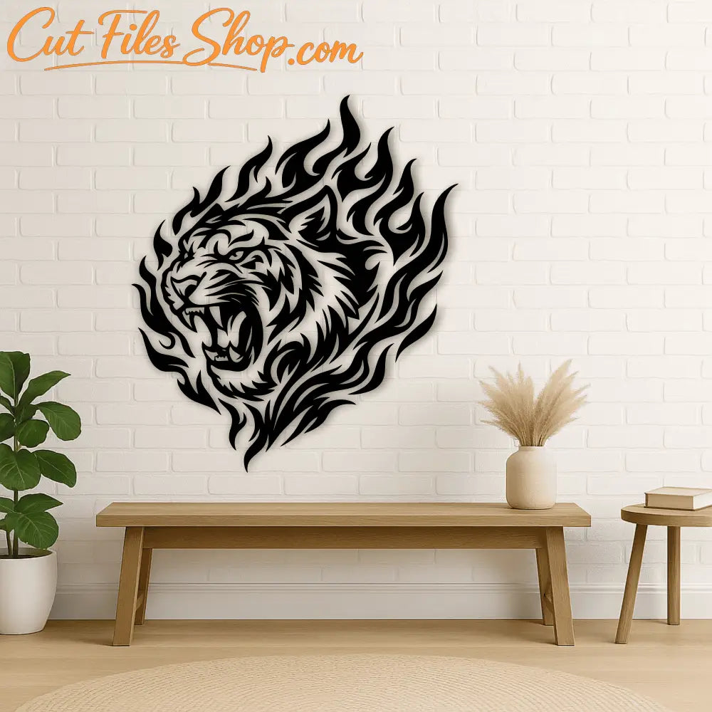 Tribal tiger artwork for metal wall art and engraving