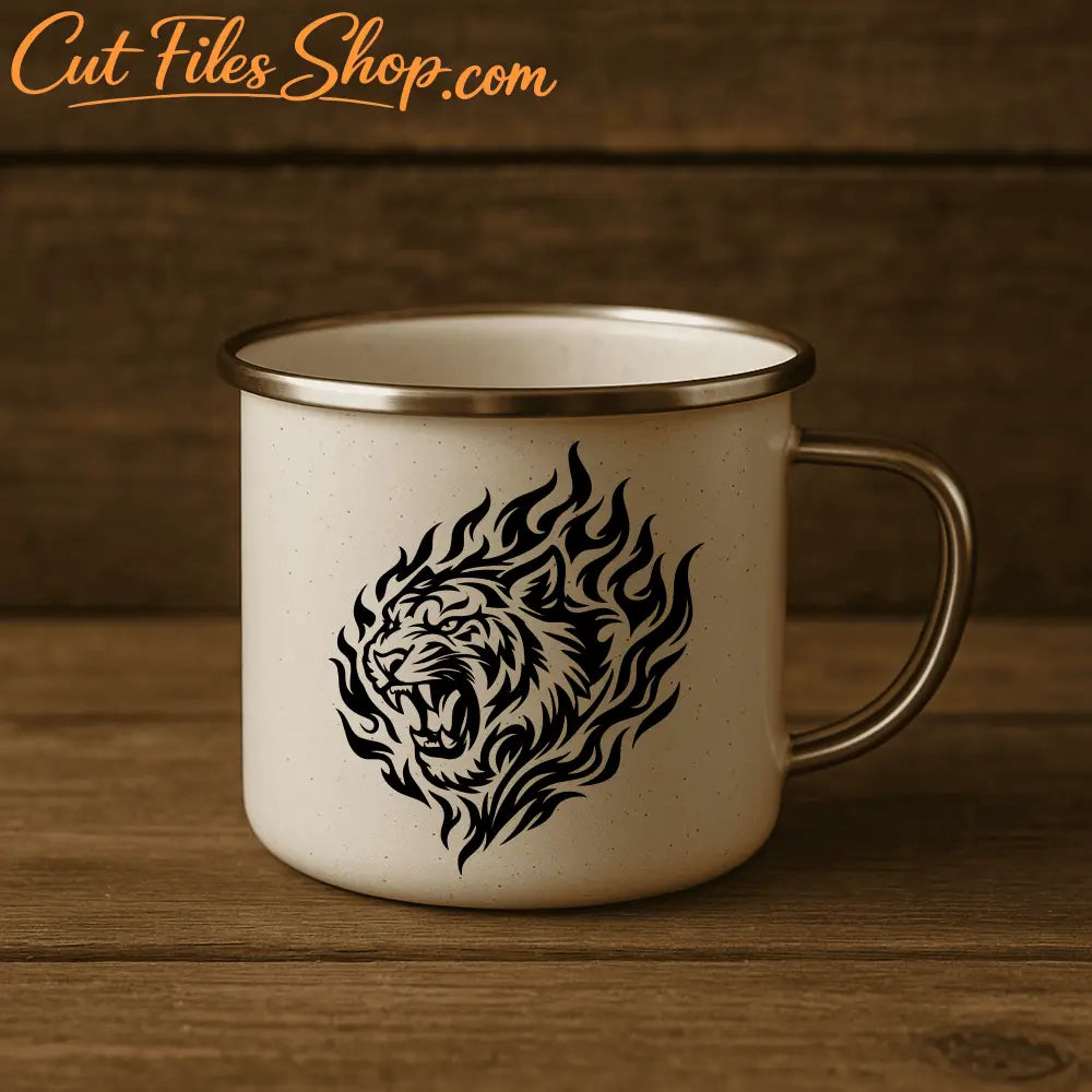 Roaring tiger vector for plasma cutting and decals