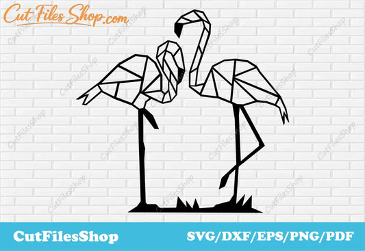 Bird dxf files, Flamingo dxf file, flamingo svg, geometric bird dxf, wall decor dxf, svg bird for cricut, bird for cricut