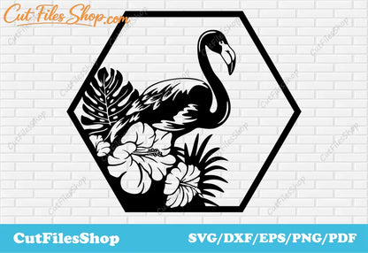 Flamingo svg files, flowers svg, Laser engrave images, dxf for laser cutting, cricut files, t-shirt svg, birds svg, summer svg files, summer decor dxf