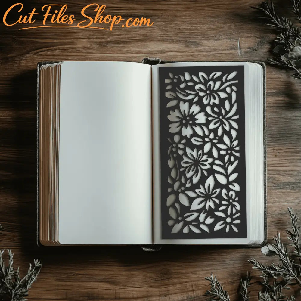 Floral bookmark SVG for laser cutting