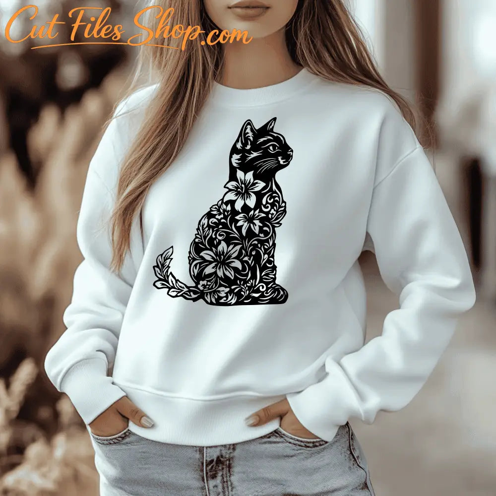 Decorative Cat SVG Cut File – Cricut, CNC, Laser & T-shirt Design