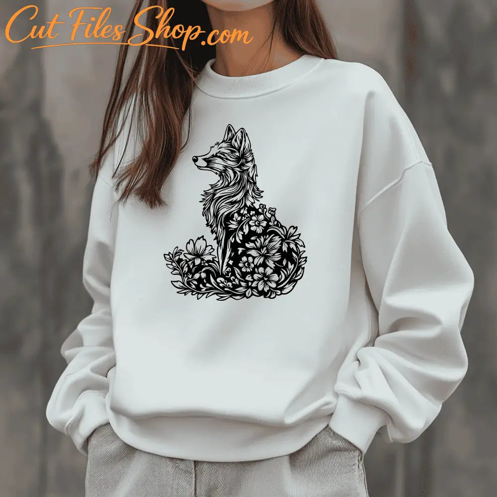 Stunning Floral Fox SVG & DXF Files for DIY Crafts and Sublimation Projects, T-shirt design