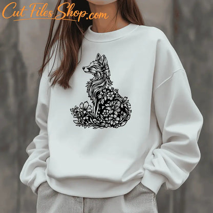 Stunning Floral Fox SVG & DXF Files for DIY Crafts and Sublimation Projects, T-shirt design