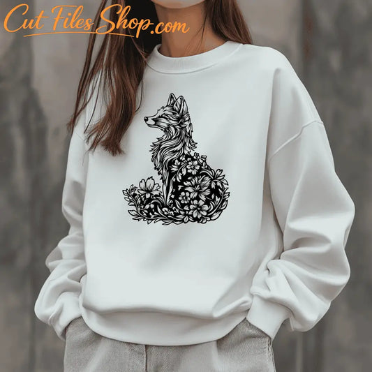 Stunning Floral Fox SVG & DXF Files for DIY Crafts and Sublimation Projects, T-shirt design