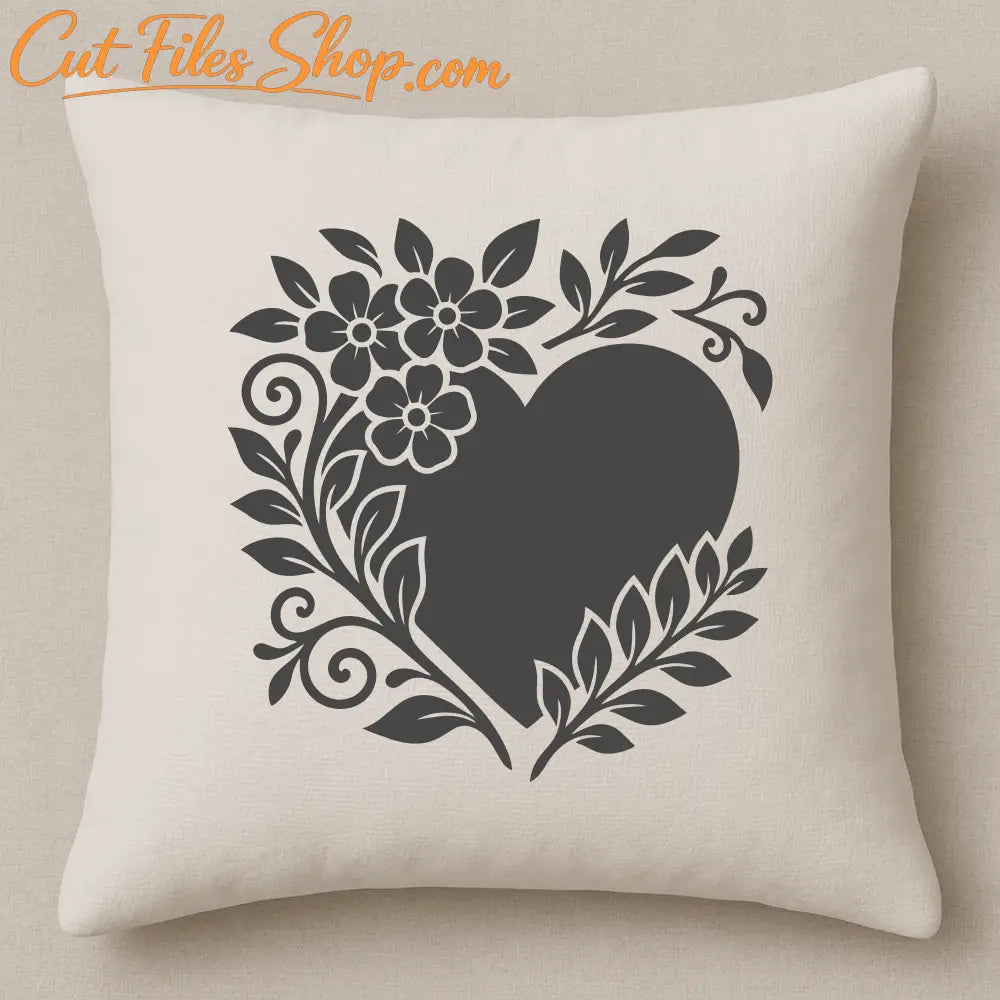 Romantic flower heart DXF file