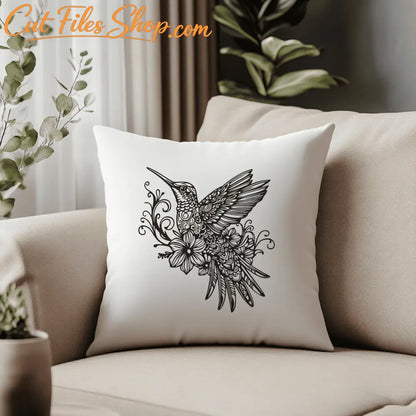 Hummingbird engraving vector for Glowforge