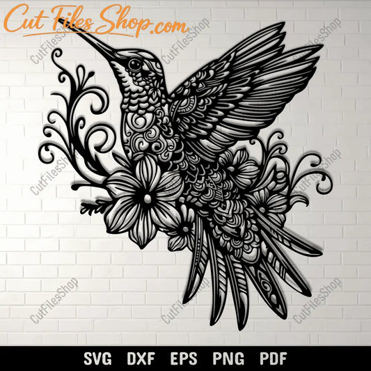 Hummingbird with flowers SVG design