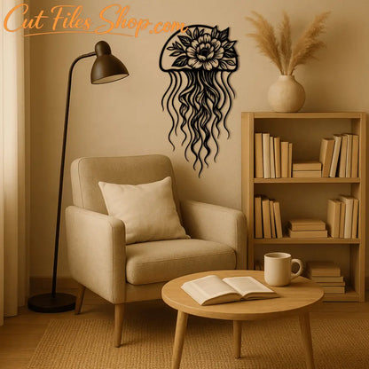 Jellyfish with flowers SVG cut file