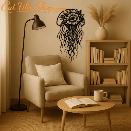 Jellyfish with flowers SVG cut file
