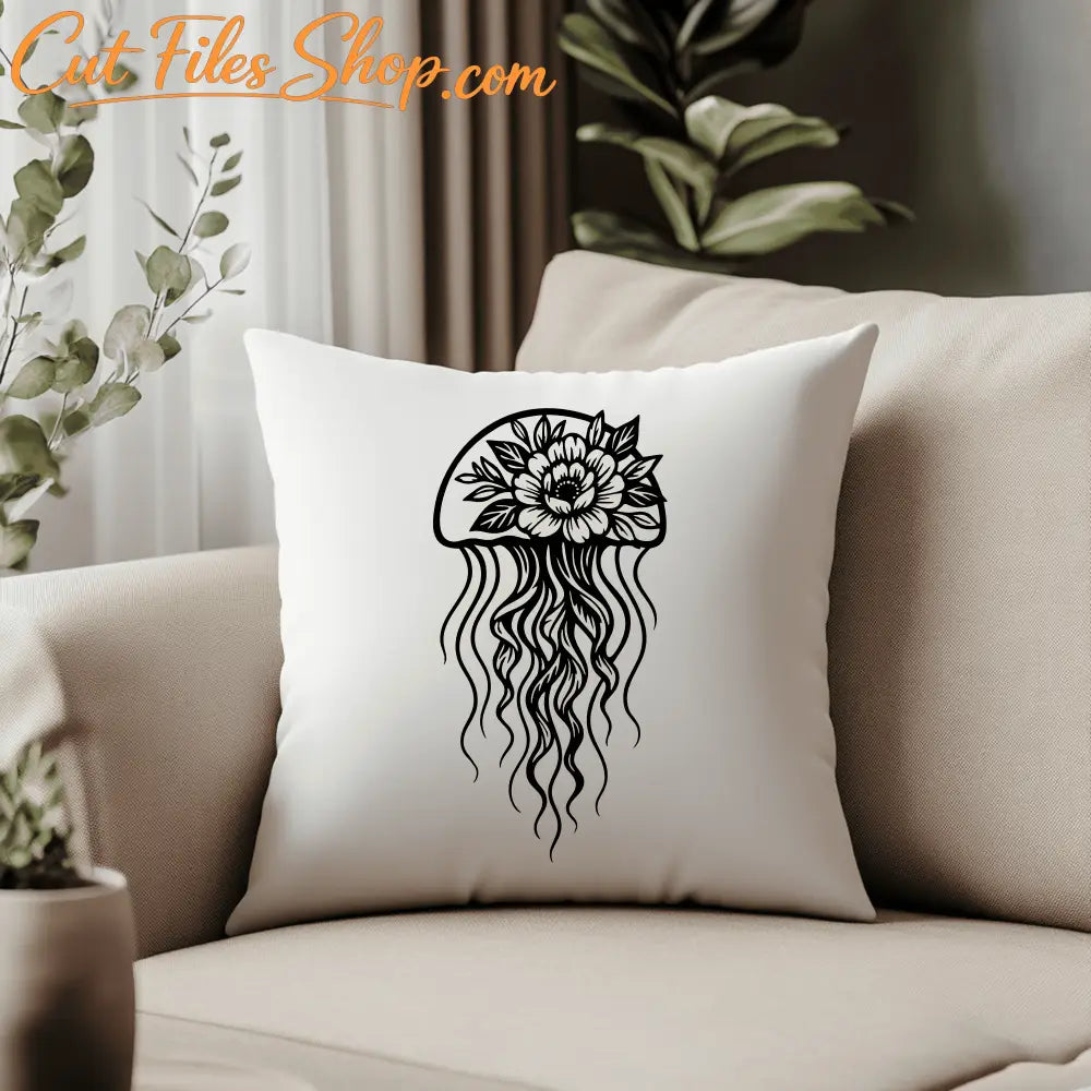 Boho ocean jellyfish silhouette