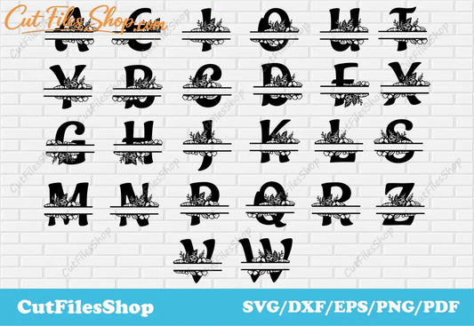 Floral letters design, dxf laser cutting font, letters svg files for cricut, svg for vinyl, dxf letters free download, english alphabet dxf, split letters dxf, letters svg, laser cut letters, letters metal dxf, cricut fonts, font bundle, wedding font svg, fonts for cricut, monogram letters png, wood letters dxf, letter template, downloads fonts svg