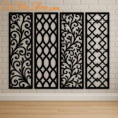 Decorative floral panel set SVG DXF EPS for CNC, plasma cutting and laser screens