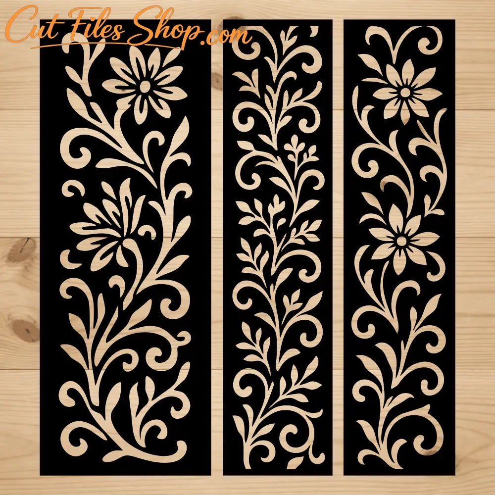 Floral vine panel artwork SVG PNG for Silhouette, xToo