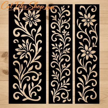 Floral vine panel artwork SVG PNG for Silhouette, xToo