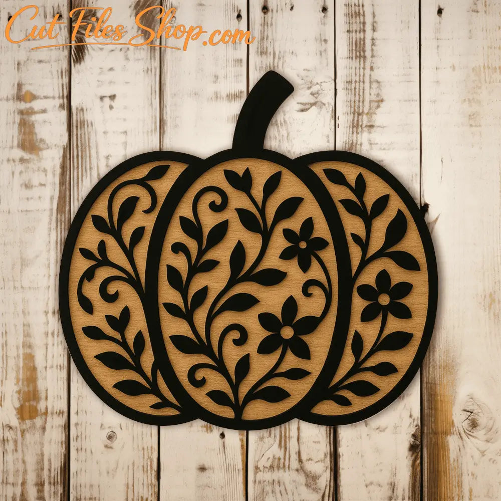 Thanksgiving floral pumpkin SVG for engraving