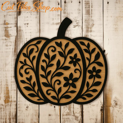 Thanksgiving floral pumpkin SVG for engraving
