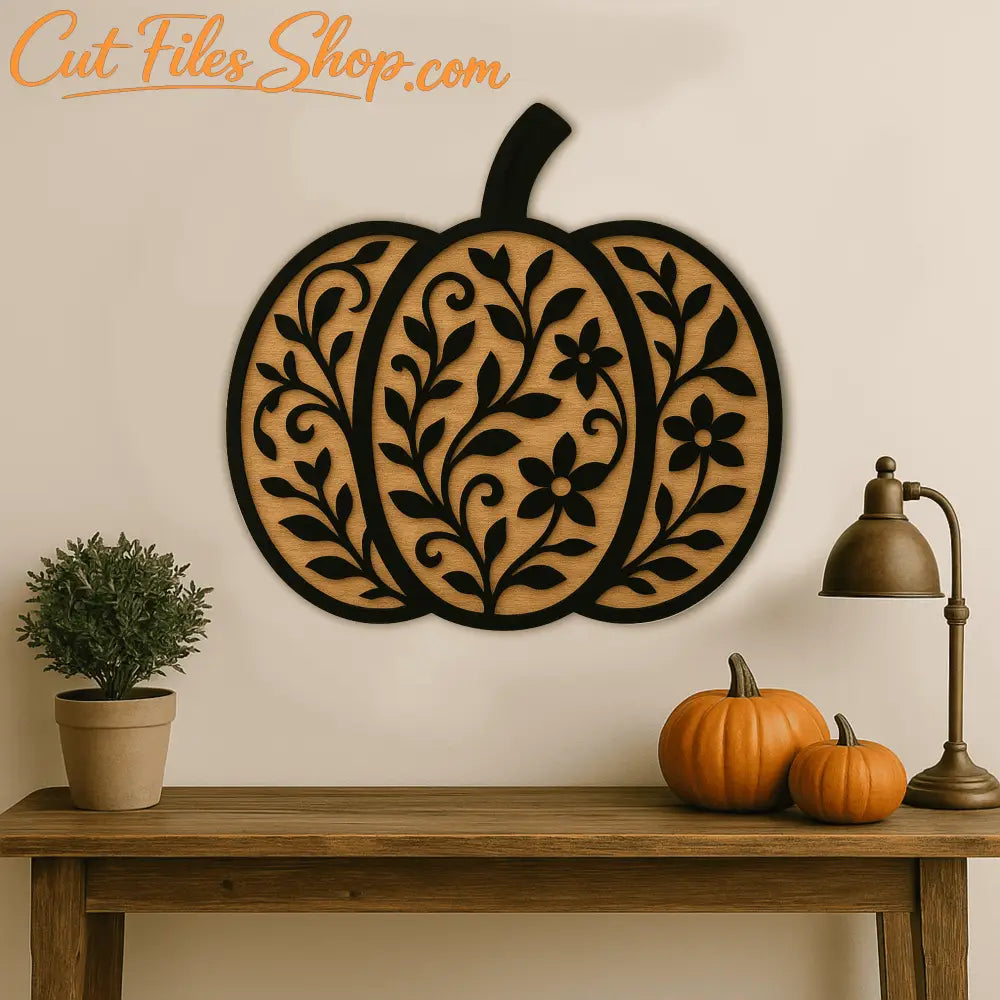 CNC laser pumpkin cut file with flowers
