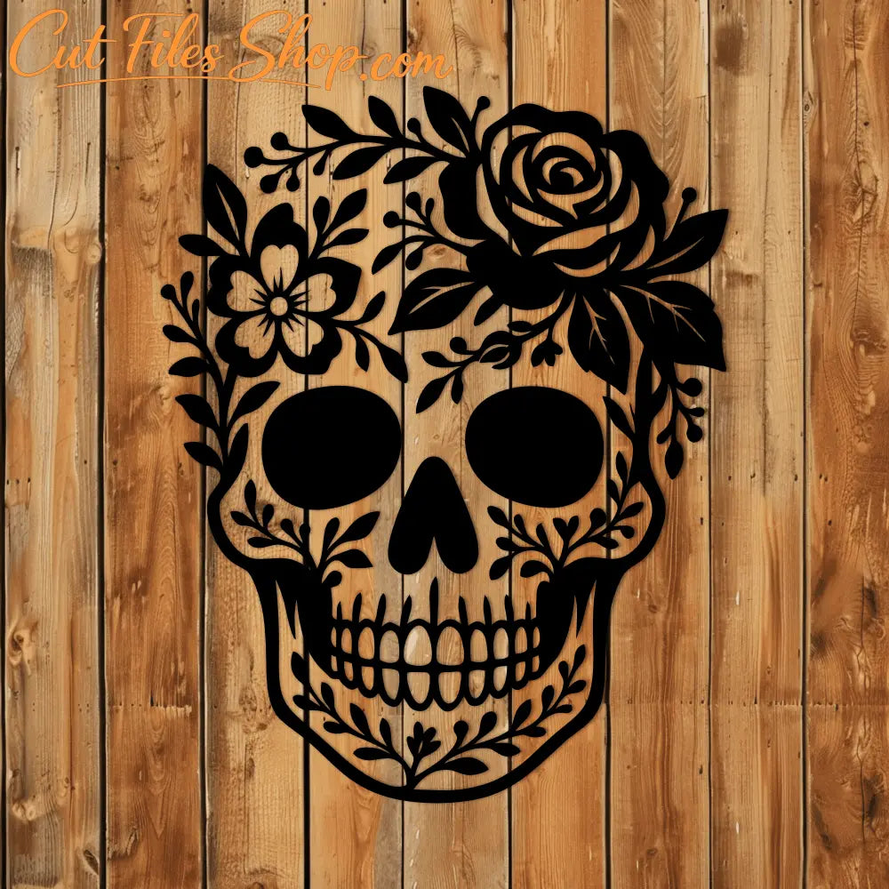 Floral skull clipart for Halloween décor and craft machines