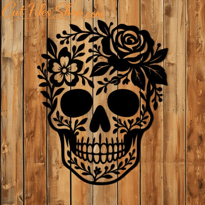 Floral skull clipart for Halloween décor and craft machines