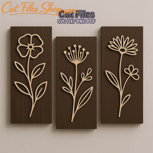 floral wall decor dxf plywood panels
