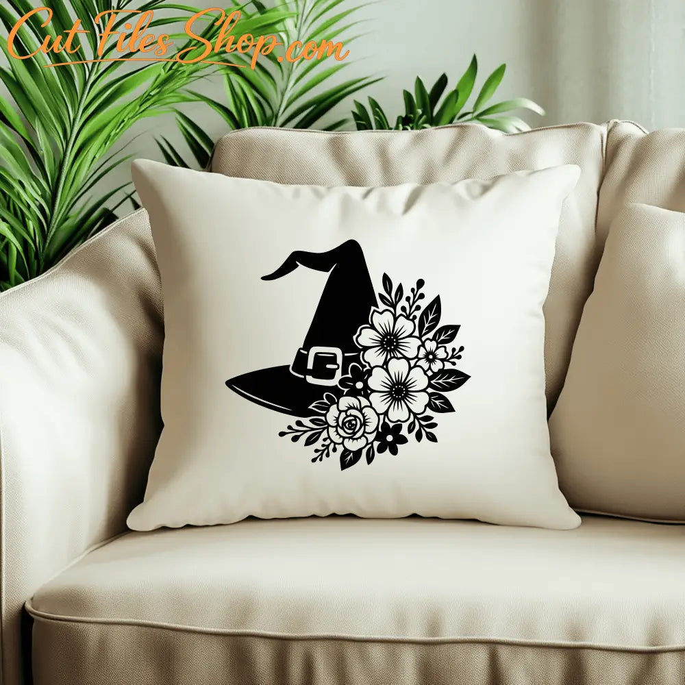 Gothic floral witch silhouette design