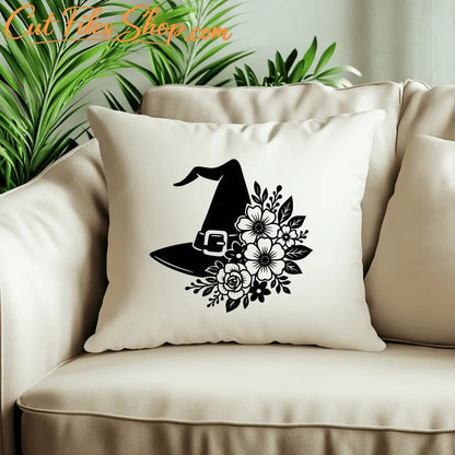 Gothic floral witch silhouette design