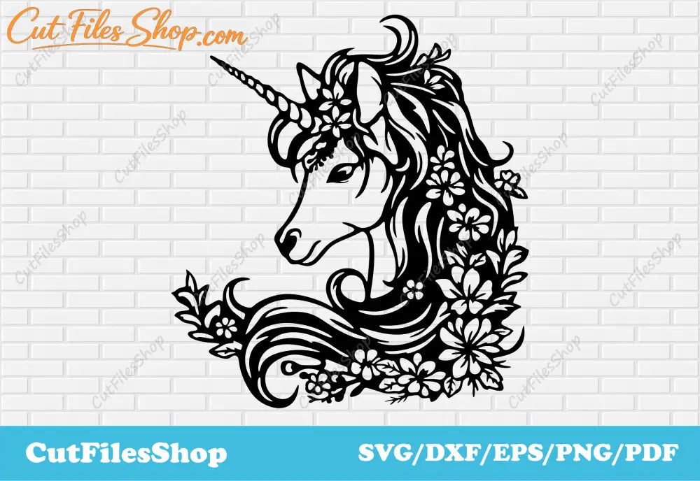 Flower unicorn svg for cricut, cute unicorn png for sublimation, pdf for printing, dxf for laser cutting, cute svg files, free download dxf files, laser cut svg, digital print design, unicorn t shirt design, craft machine files, cricut joy files, silhouette studio files