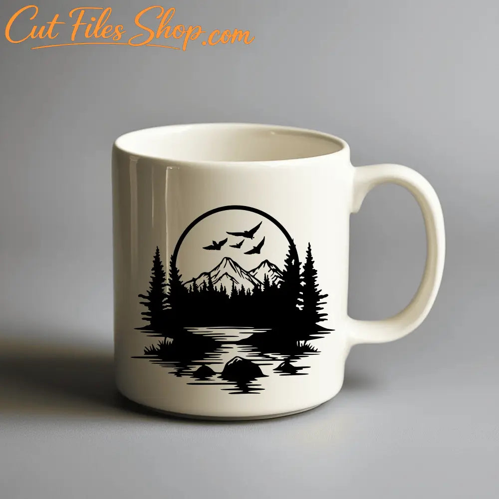 Wildlife Scene SVG, DXF, PNG | Cricut, Silhouette, CNC, Mug design