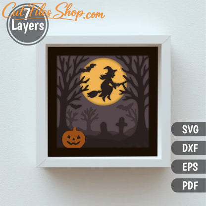 Halloween moon scene layered cutting file for Cricut and Glowforge