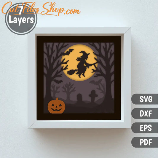 Halloween moon scene layered cutting file for Cricut and Glowforge