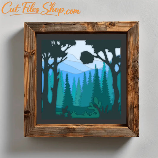 Layered 3D Papercut Beautiful forest scene SVG, Multilayer EPS Files, Cardstock Template, Paper Art DIY, Shadow Box Craft, Download Now