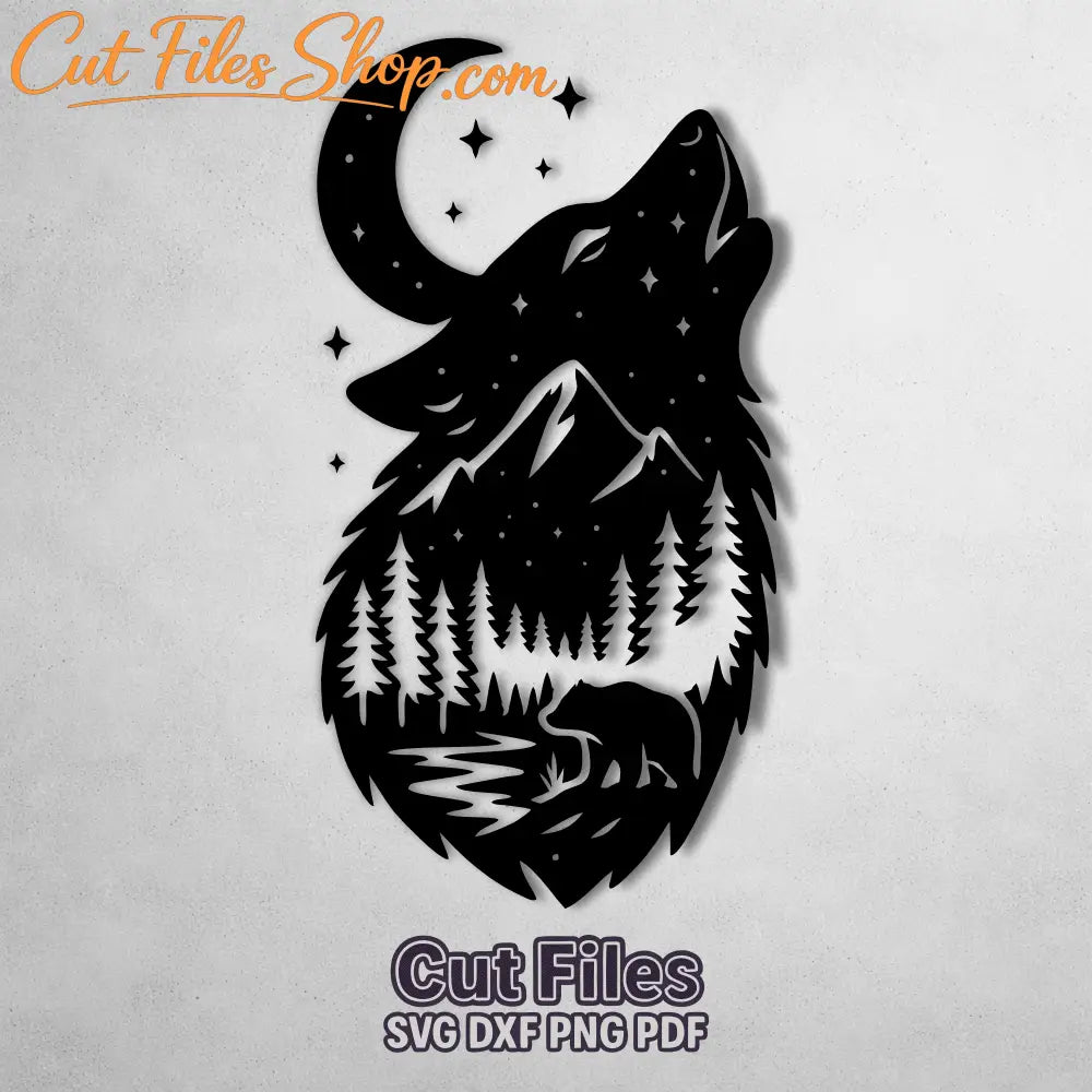 Bear and wolf silhouette laser cut designs
