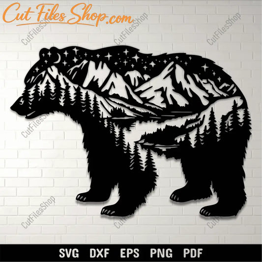 Forest bear SVG for laser engraving