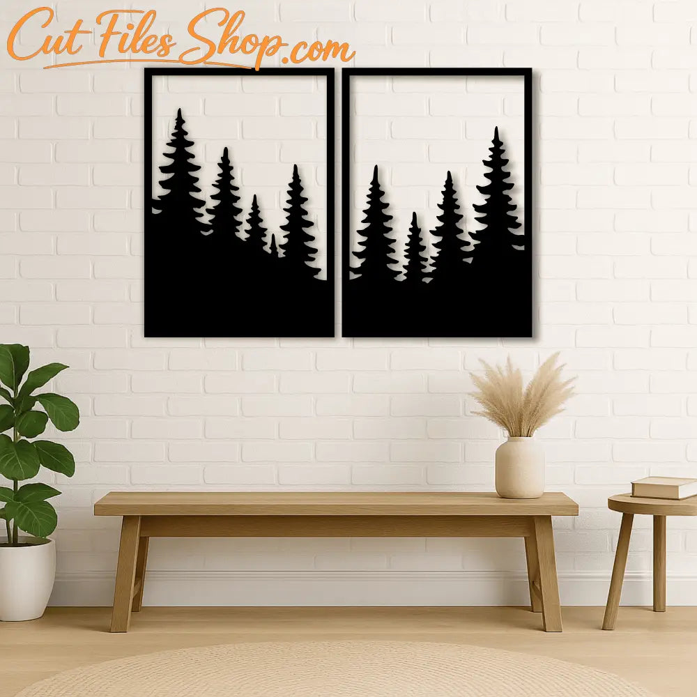 Laser cut pine tree panel design