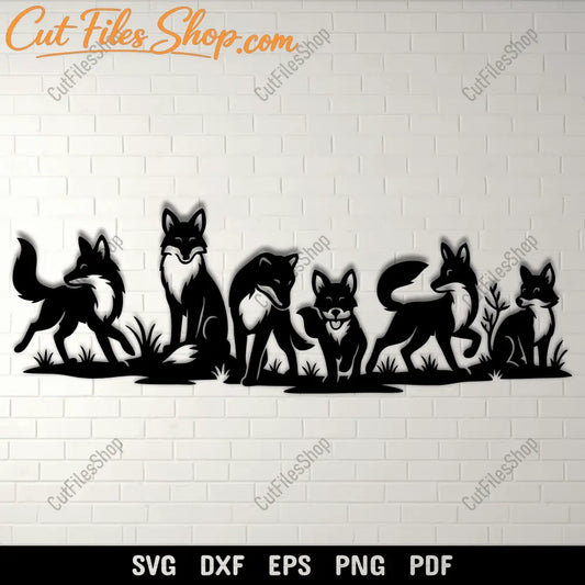 Wild fox silhouettes DXF cut files