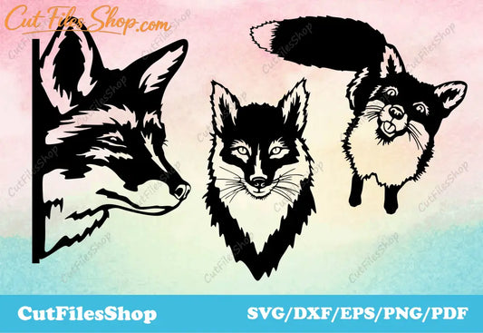 Foxes cut files, fox for cricut, png files for cricut, dxf for silhouette, svg cut files