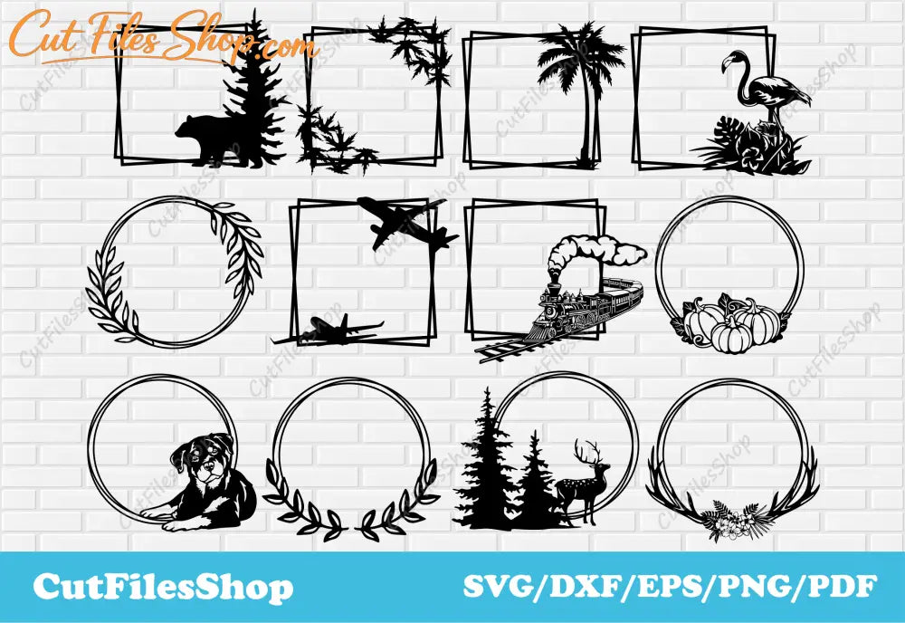 Frames svg, frame svg for cricut, dxf for laser cutting, silhouette cameo files, circle frame svg, svg files, cricut frame svg, circle frame svg, monogram frames svg, frames dxf files,  free svg frames for cricut, circle frame clipart, photo frame svg, cricut svg, cut files, digital frames