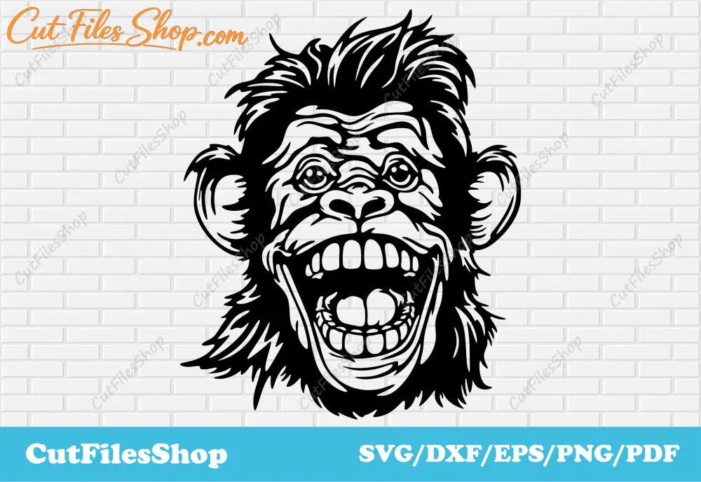 Funny monkey svg for cricut, dxf monkey for laser cut, Silhouette monkey, vector for t shirt design, svg for cup design, svg for pillow design, dxf for laser engraving, dxf for metal, dxf for wood cutting, nft, free download dxf, animals dxf files