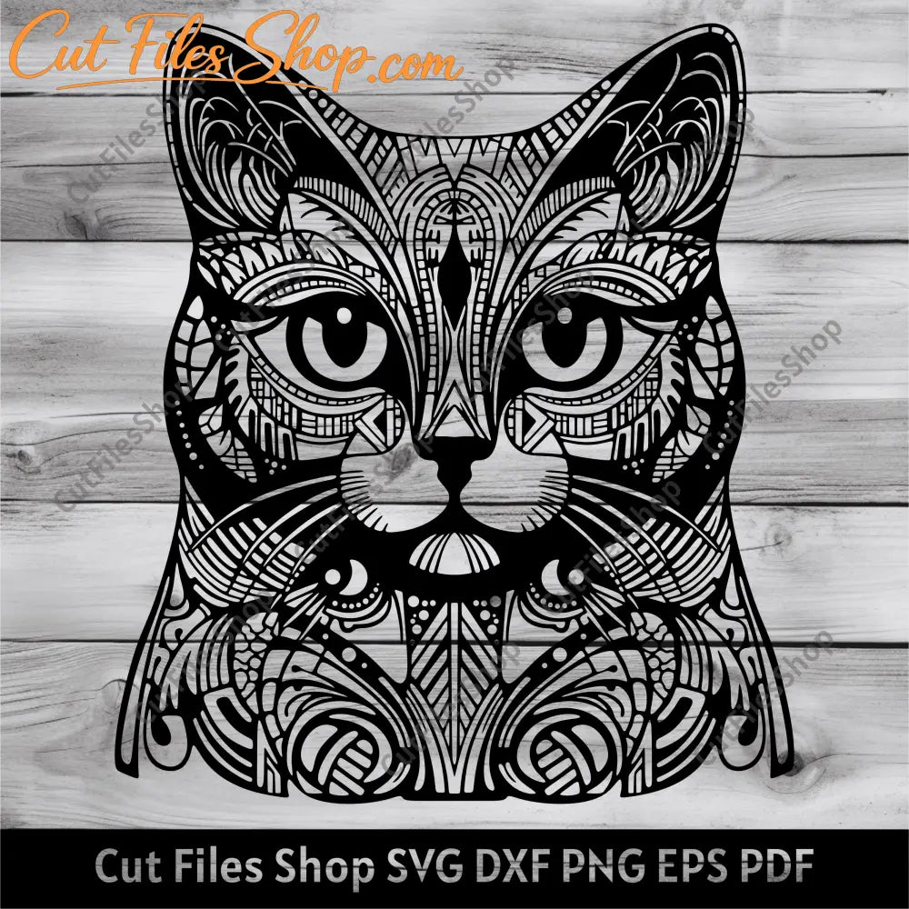 Geometric Cat svg cut files For Cricut, Png clipart, T-shirt design, Laser engraving files, Futuristic Cat vector, fantasy cat svg, cat for laser, cat for silhouette, free cut files, cat for vinyl cut, cricut design space cat, vector cat, cat art svg