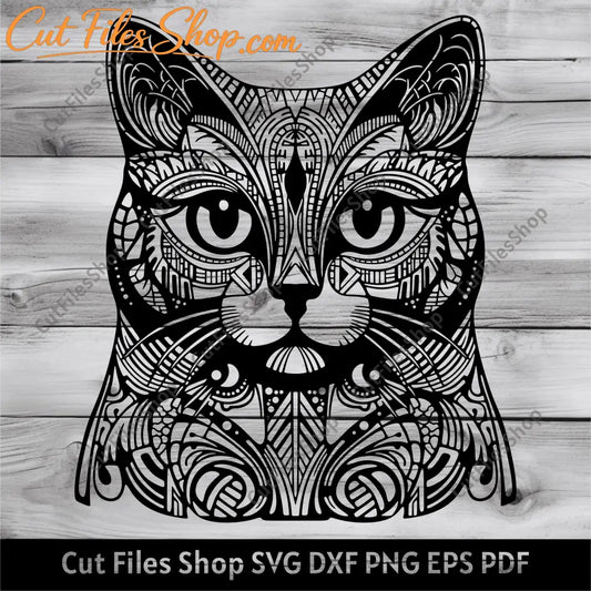 Geometric Cat svg cut files For Cricut, Png clipart, T-shirt design, Laser engraving files, Futuristic Cat vector, fantasy cat svg, cat for laser, cat for silhouette, free cut files, cat for vinyl cut, cricut design space cat, vector cat, cat art svg